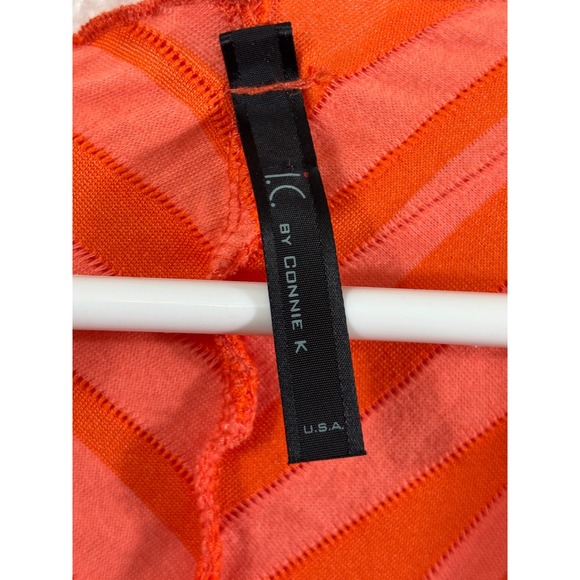 IC by Connie K Cardigan Women S Orange Textured Chevron Tie Open Sleeve - Picture 4 of 9